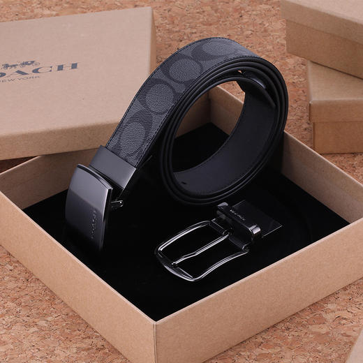 【圣诞送礼-COACH/蔻驰】男士商务休闲双头腰带经典商务皮带双面礼盒装 商品图0