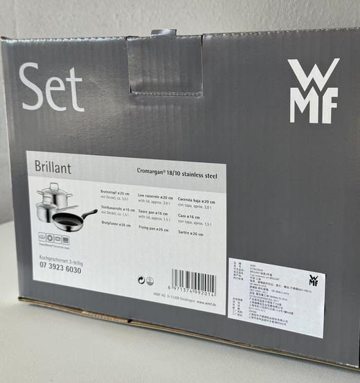 德国WMF无涂层不锈钢平底锅煎锅三件套 商品图2