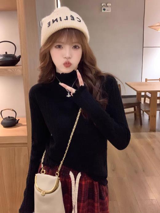 <曾小咸推荐> 半高领木耳边水貂绒针织衫 日常129/件 活动价69.99！！【预售款，预计3-15天发货】 商品图12