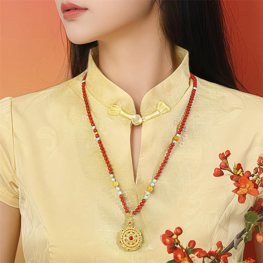 【新品首发】万能链 琳琅雅玉系列18k金南红万能链 新中式搭配万能链吊坠女士礼物MEMORA诗普琳MN001701 商品图2