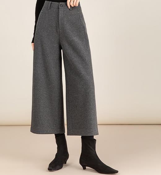 通勤大气毛呢阔腿加绒羊毛九分裤 商品图9
