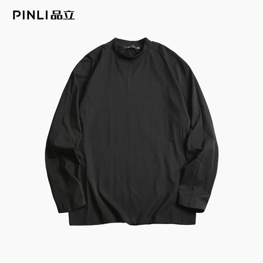 PINLI品立2025秋季新款立领纯色内搭长袖T恤男士休闲打底衫上衣潮B253111091 商品图6