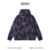 SDSA男士秋冬新款痞帅男装潮牌撞色不规则格子斜拉链连帽卫衣外套 商品缩略图0