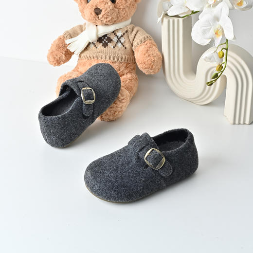 经典鲨2025冬季专柜新款时尚灰色加绒魔术贴毛毛鞋勃肯鞋女KW397-558011 商品图5