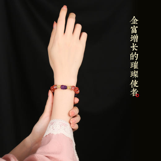 【祈愿吉品】九紫离火紫水晶貔貅手链女【扶持】吉祥物 红胶花手串 商品图4
