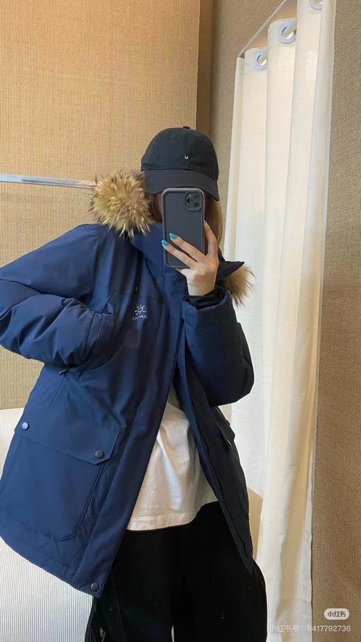 D121802加厚户外工装派克羽绒服中长款情侣款大毛领羽绒服 商品图9