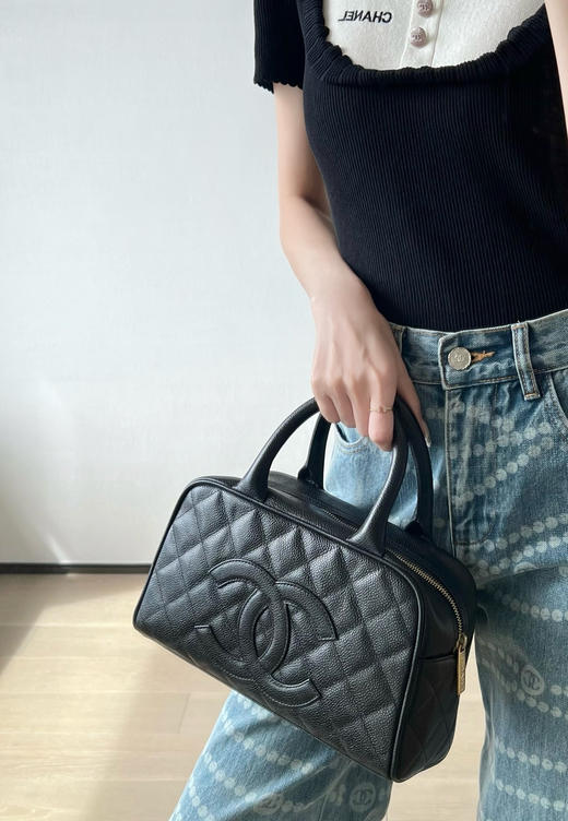香奈儿 中古系列 手提保龄球鱼子酱黑色（LZ） 商品图7