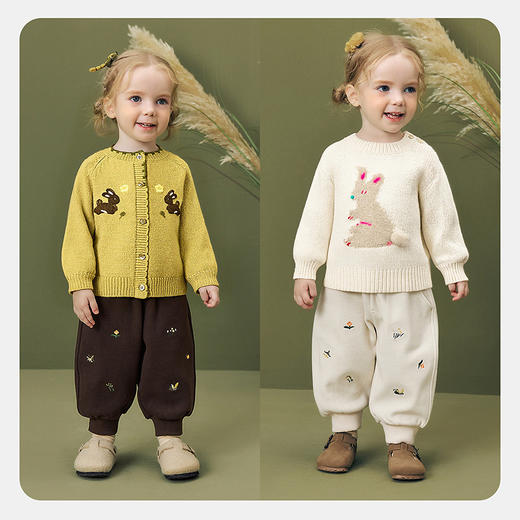 迷你巴拉女童宝宝长裤亲肤保暖内里加绒舒适甜美裤子2025冬季新款 商品图2