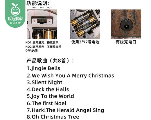 港恋圣诞发光房子八音盒/1个（约12*12*16cm） 商品图5
