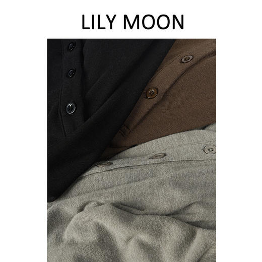 LILY MOON稀土蚕丝羊毛连帽长袖打底衫 商品图2