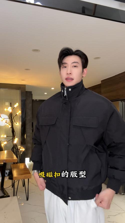 1589SDSA男士秋冬新款痞帅男装设计感工装立领羽绒服纯色百搭时尚外套 商品图0