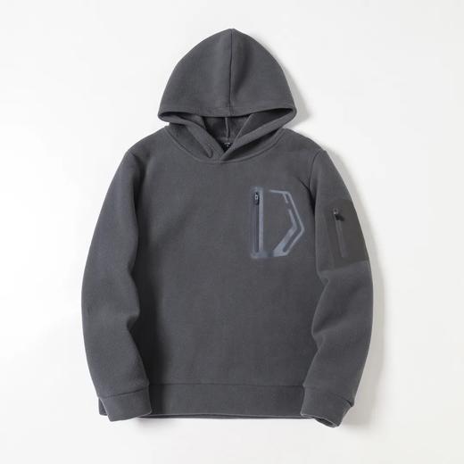 D121822秋冬双面绒防风保暖加厚加绒男士连帽套头休闲宽松卫衣。 商品图8