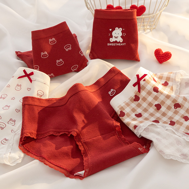 【YW】无忧购【鸿运当‘红’】A类婴儿棉内裤女7A抗菌裆本命年安可拉红色少女内裤纯棉三角内裤Y20（截单后3-5天发货)