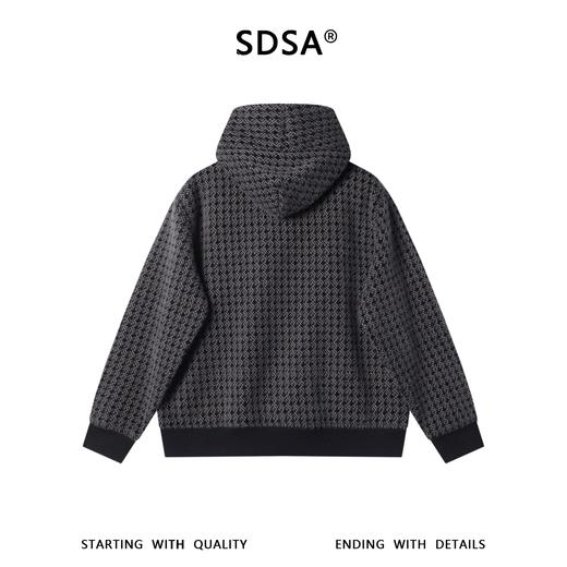 SDSA男士秋冬新款痞帅男装时尚撞色绒毛斜拉链连帽卫衣百搭宽松 商品图4