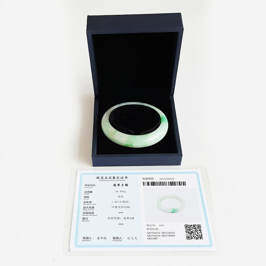 【天然正品】A货翡翠天然正桩细腻糯种飘辣阳绿54.5号翡翠手镯 101225NJS16 商品图1