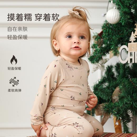 【云优选】FIXONI 丹麦婴儿小鹿圣诞印花套头包屁衣长裤连体衣包屁裙 商品图0