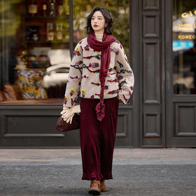 HR SYY2807休闲风套装时尚百搭围巾羽绒服外套阔腿裤三件套裤