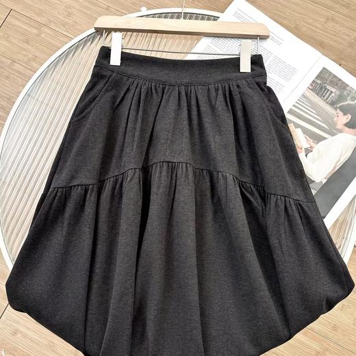 D121811冬季新款简约抽褶A字半身裙软糯百搭显瘦长裙 商品图12