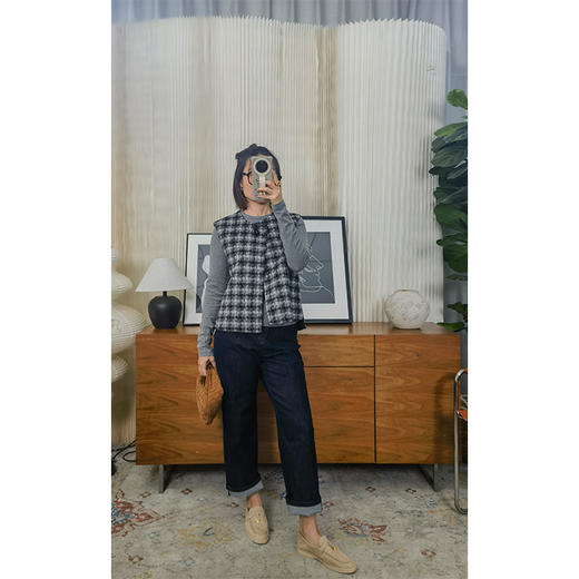 自由味道 100% 羊毛极简设计 一粒扣 双面呢马甲背心 四色 JIL S**北欧极简结构马甲 商品图1