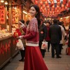 撞色圆领长袖提花套头羊毛针织衫 商品缩略图3