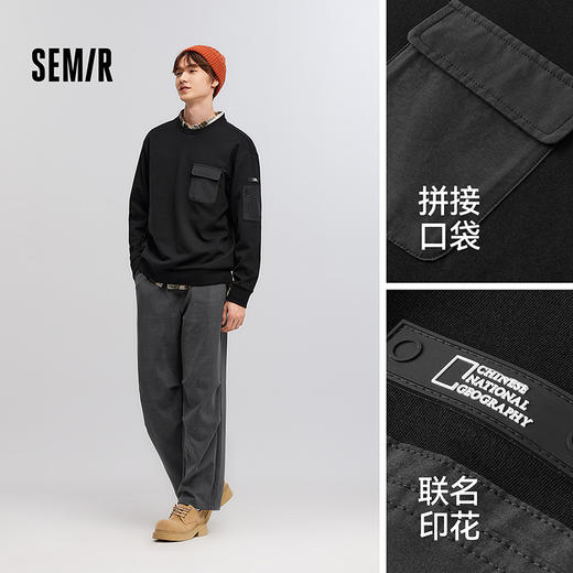 森柔|森马中国国家地理嘉绒系列卫衣男春联名胶章小宽松圆领上衣 商品图1