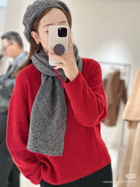 1218-2 跑量特惠 独家圆正 小禾 秋冬牦牛绒圈圈绒 红色滚边 长款围巾