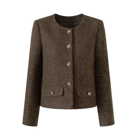 「高货wl」全新升级【铂金会员395/天猫529/差价134】(05914)洛诗琳复古小香风外套2025冬季亮丝编织粗花呢短外套女 商品图3