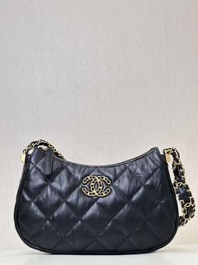 香奈儿 23K 19系列腋下包 菱格皮穿链 牛皮 腋下手提单肩包（LZ）