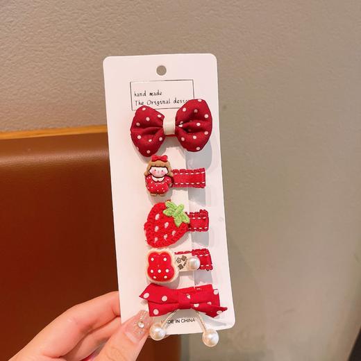 【新年红可爱儿童蝴蝶结发夹】女童花朵卡通侧边夹 宝宝过年鸭嘴夹头饰 商品图8