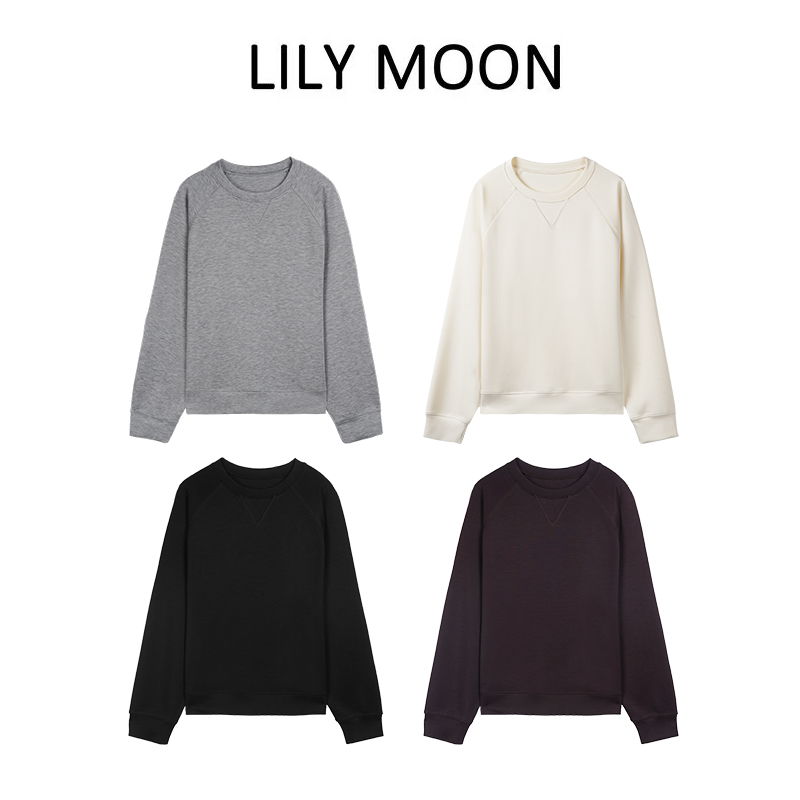 LILY MOON砂洗空气层圆领卫衣