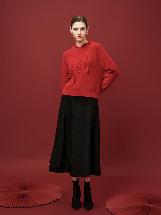 【连帽针织套衫】羊绒世家秋冬新品女士100%山羊绒休闲运动针织衫 商品图2