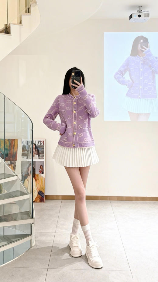 古驰 双G羊毛结子绒提花针织外套 (TM) 商品图4