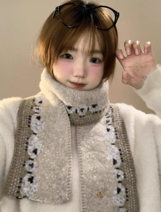 <曾小咸推荐> 韩版ins绵羊提花围巾 日常价89/件  商品图8