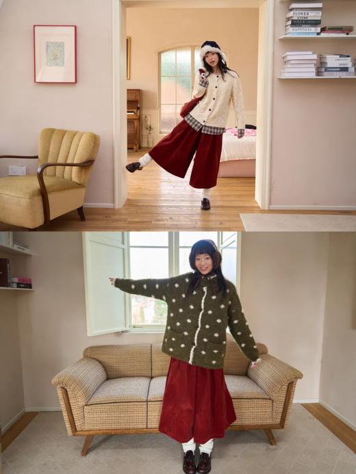 nothe Case布然/NC254209/「圣诞红果」加厚宽松全棉灯芯绒八分裤裙 商品图2