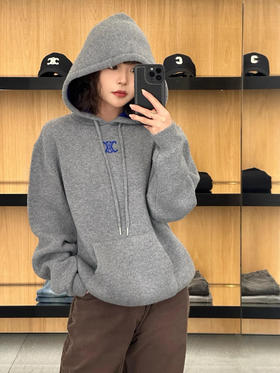 赛琳 新款灰蓝撞色徽标帽衫 (TM)