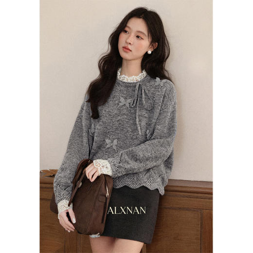 鹿向南【1220/20:00新品前1小时7折限量100件】燕麦色灰色毛衣 商品图0