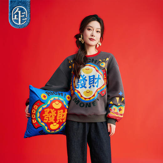 年衣童装亲子卫衣儿童冬季新款男女童加绒上衣心想事成毛衣 商品图5