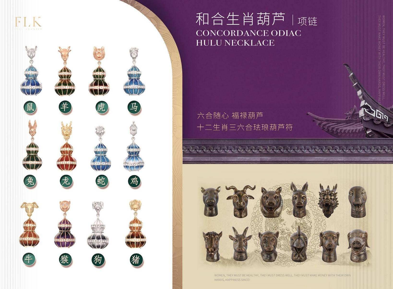 【祈愿定制吉品】灵明兽首十二生肖和合葫芦项链三合六合