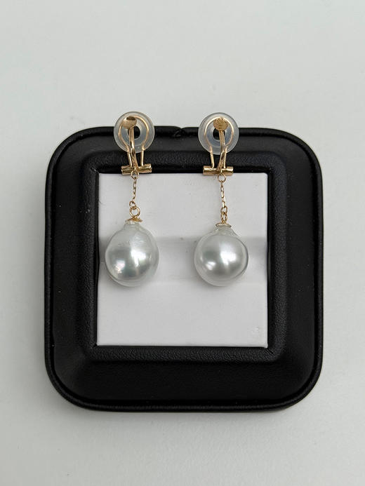 【挚友限定】(耳线款)18K金可换珠耳夹 极光澳白珍珠巴洛克11-12mm（封板福利 无质量问题不接受7天无理由） 商品图5