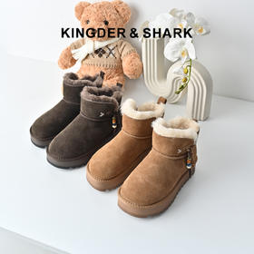 经典鲨2025年冬季专柜新品牛皮革加绒加厚保暖通勤雪地靴女KW133-558021