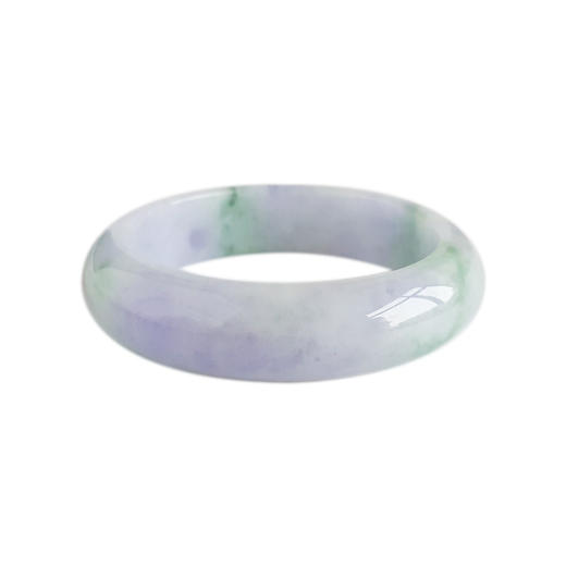 【天然正品】A货翡翠天然精品正桩细腻细豆种春彩紫罗兰飘蓝花55.5号翡翠手镯 101225NJS17 商品图0