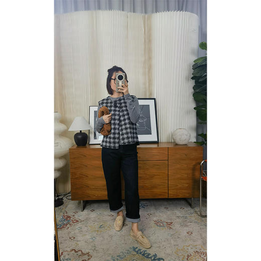 自由味道 100% 羊毛极简设计 一粒扣 双面呢马甲背心 四色 JIL S**北欧极简结构马甲 商品图3