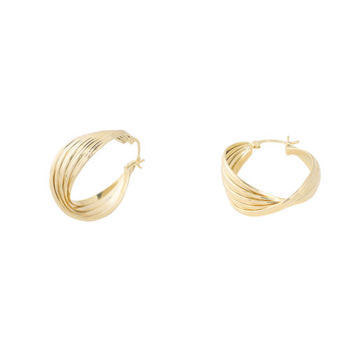 三彩2026新款极简风多股扭纹耳环耳饰亮面肌理感hoop大耳圈个性 商品图4