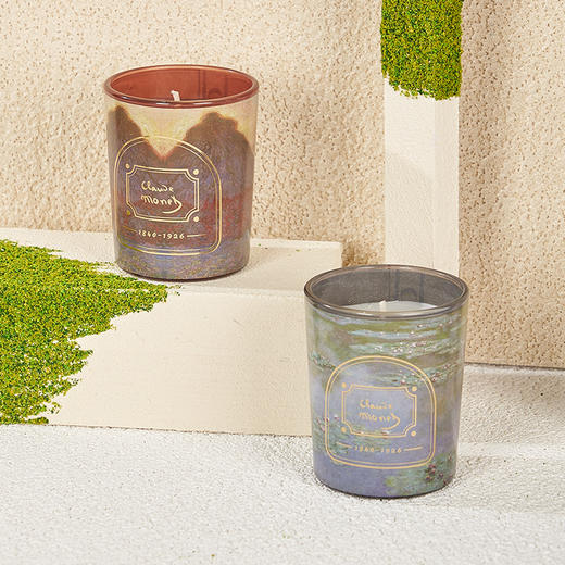 物兮物 致敬大师系列 莫奈 紫色睡莲 暖棕干草垛 香氛蜡烛 商品图3