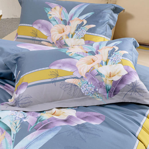 水星家纺全棉长绒棉60s抗菌印花四件套DH 芋见天南星 1.5米床 124800 商品图6