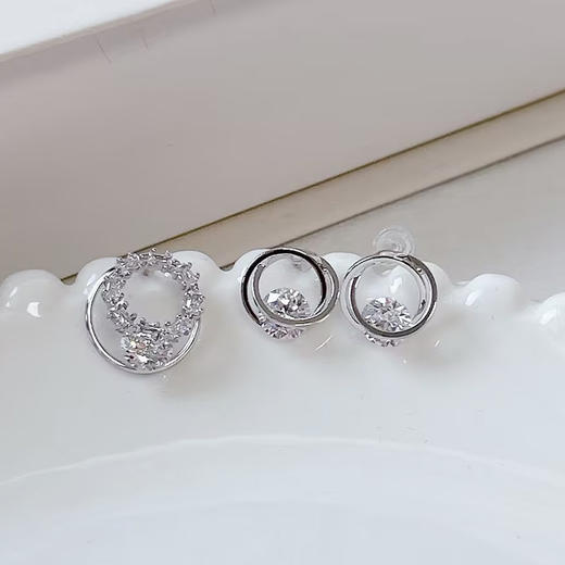 设计感气质多造型耳钉闪锆圆环锆石耳饰-163496477 商品图1
