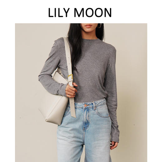 LILY MOON天丝羊毛设计感圆领长袖面膜T恤 商品图4