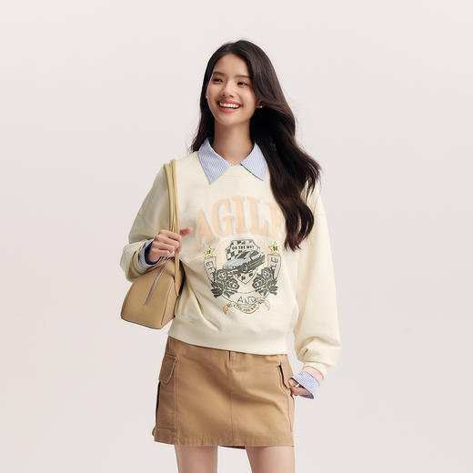 森马卫衣女春季宽松落肩图案印花套头衫潮酷时尚小众复古街头上衣 商品图2