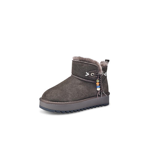 经典鲨2025年冬季专柜新品牛皮革加绒加厚保暖通勤雪地靴女KW133-558021 商品图4