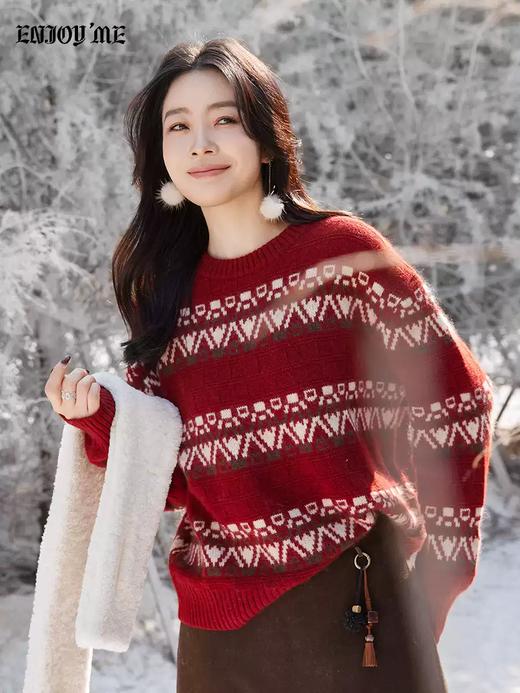 【门店同款】ENJOY冬季“游牧漫寻”费尔岛三排提花针织上衣 168645419 商品图3